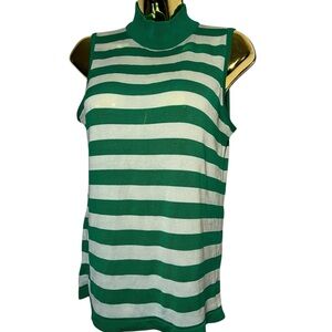 August Silk Green and White Striped Sleeveless Blouse